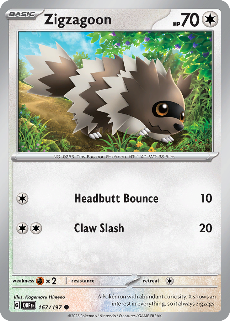 Zigzagoon Obsidian Flames 167