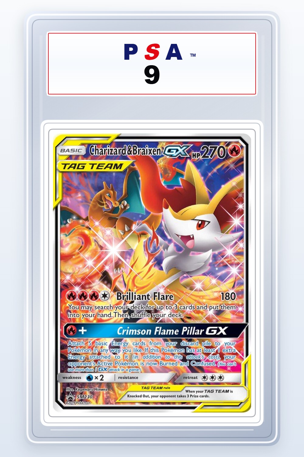 Charizard & Braixen GX #SM230 PSA 9