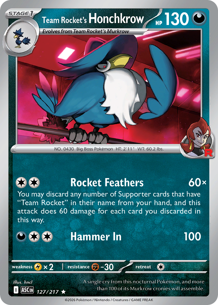 Team Rocket's Honchkrow #127