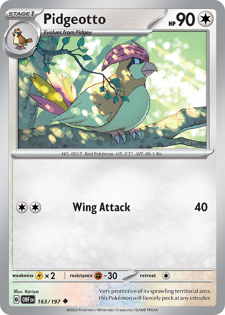 Pidgeotto Obsidian Flames 163