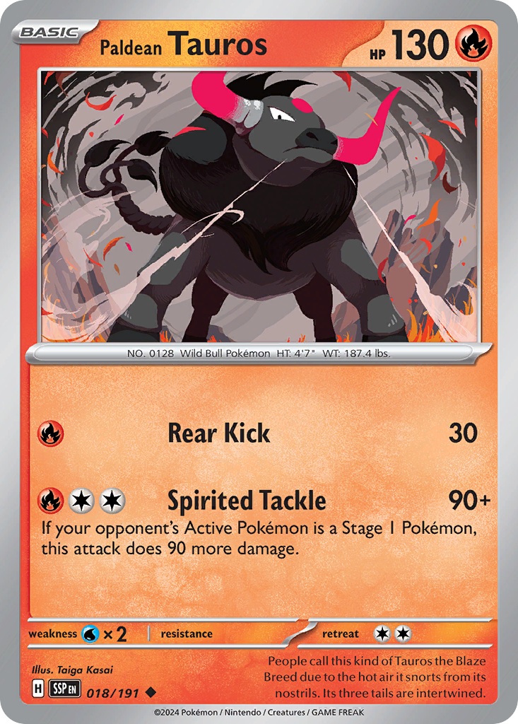 Paldean Tauros Surging Sparks 18
