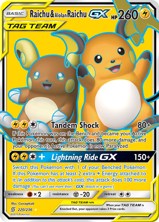 Raichu & Alolan Raichu-GX Unified Minds 220