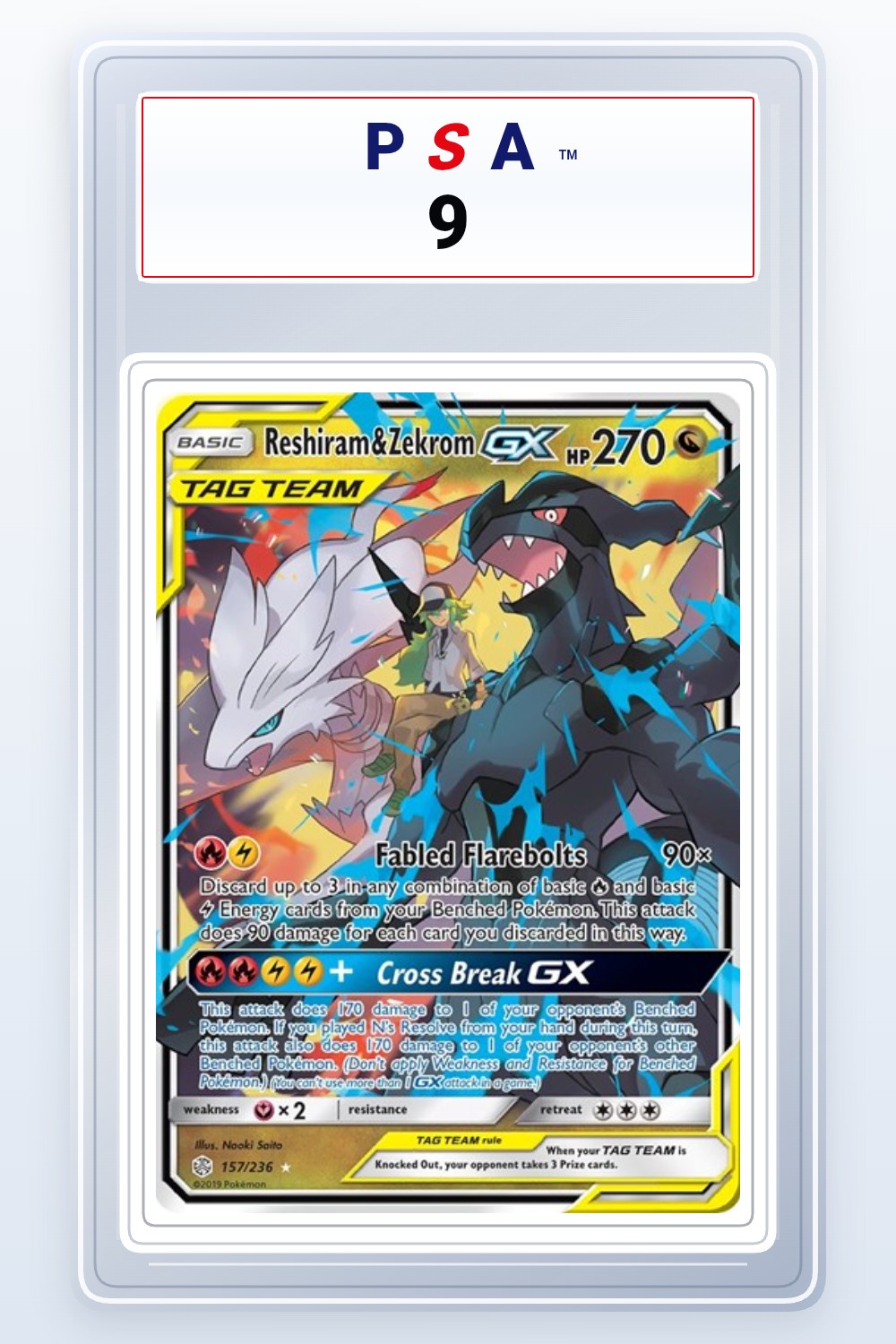 Reshiram & Zekrom GX #157 PSA 9