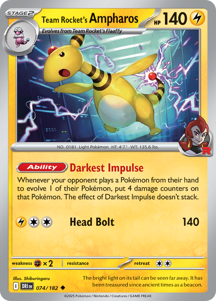 Team Rocket's Ampharos Destined Rivals 74
