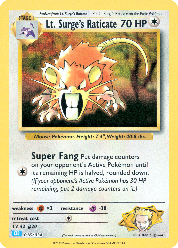 LT. Surge's Raticate TCG Classic: Blastoise Deck 16