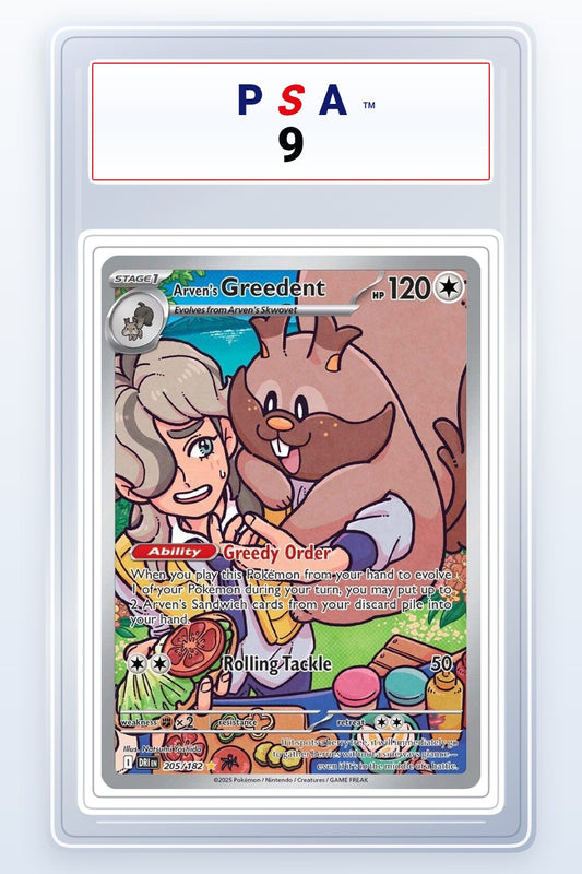 Arven's Greedent #205 PSA 9