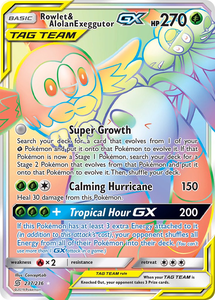 Rowlet & Alolan Exeggutor GX Unified Minds 237